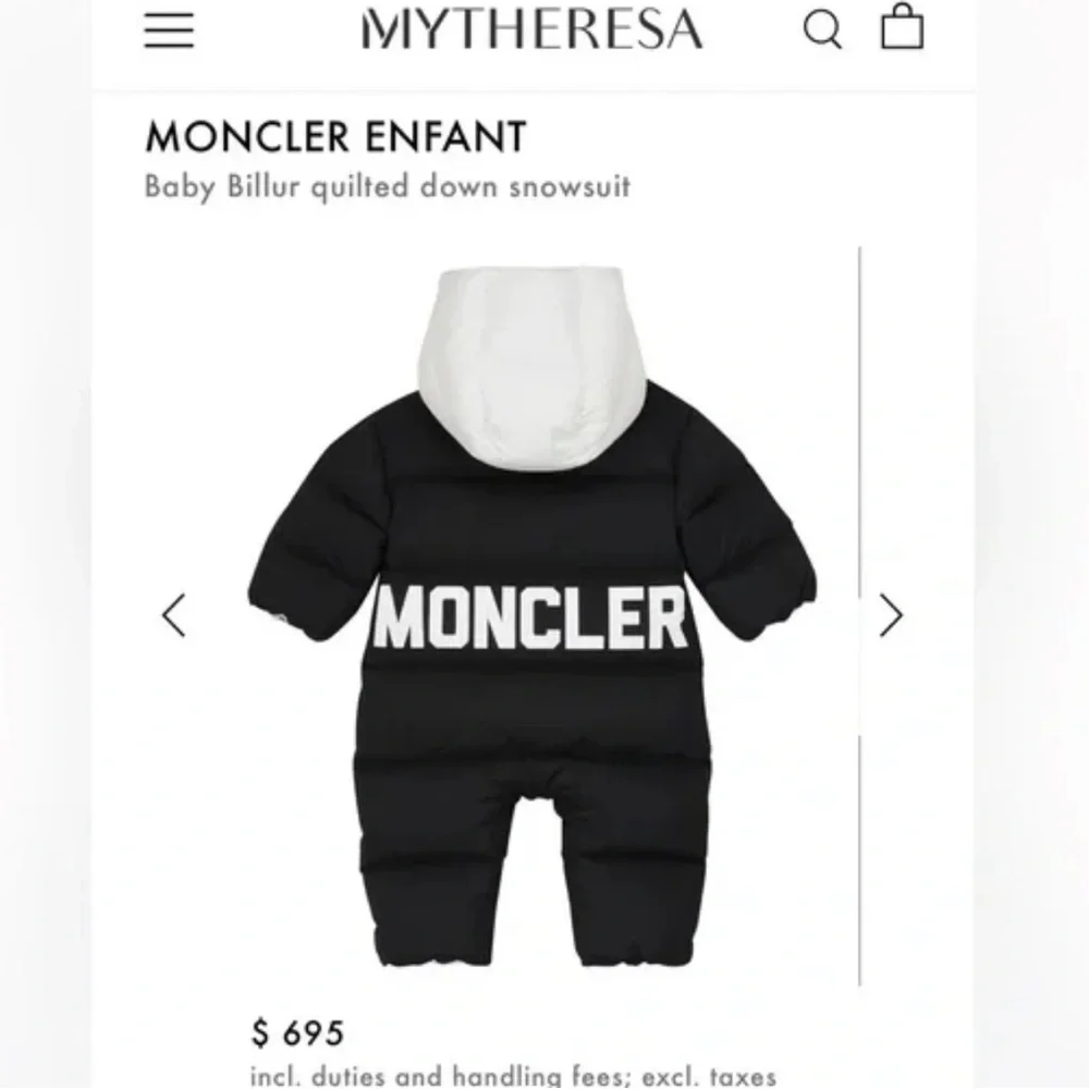 Moncler Black and White Baby Quilted Snowsuit